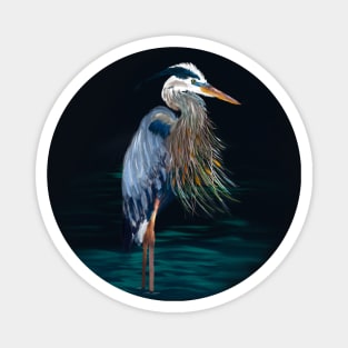 Great Blue Heron + cattails Magnet